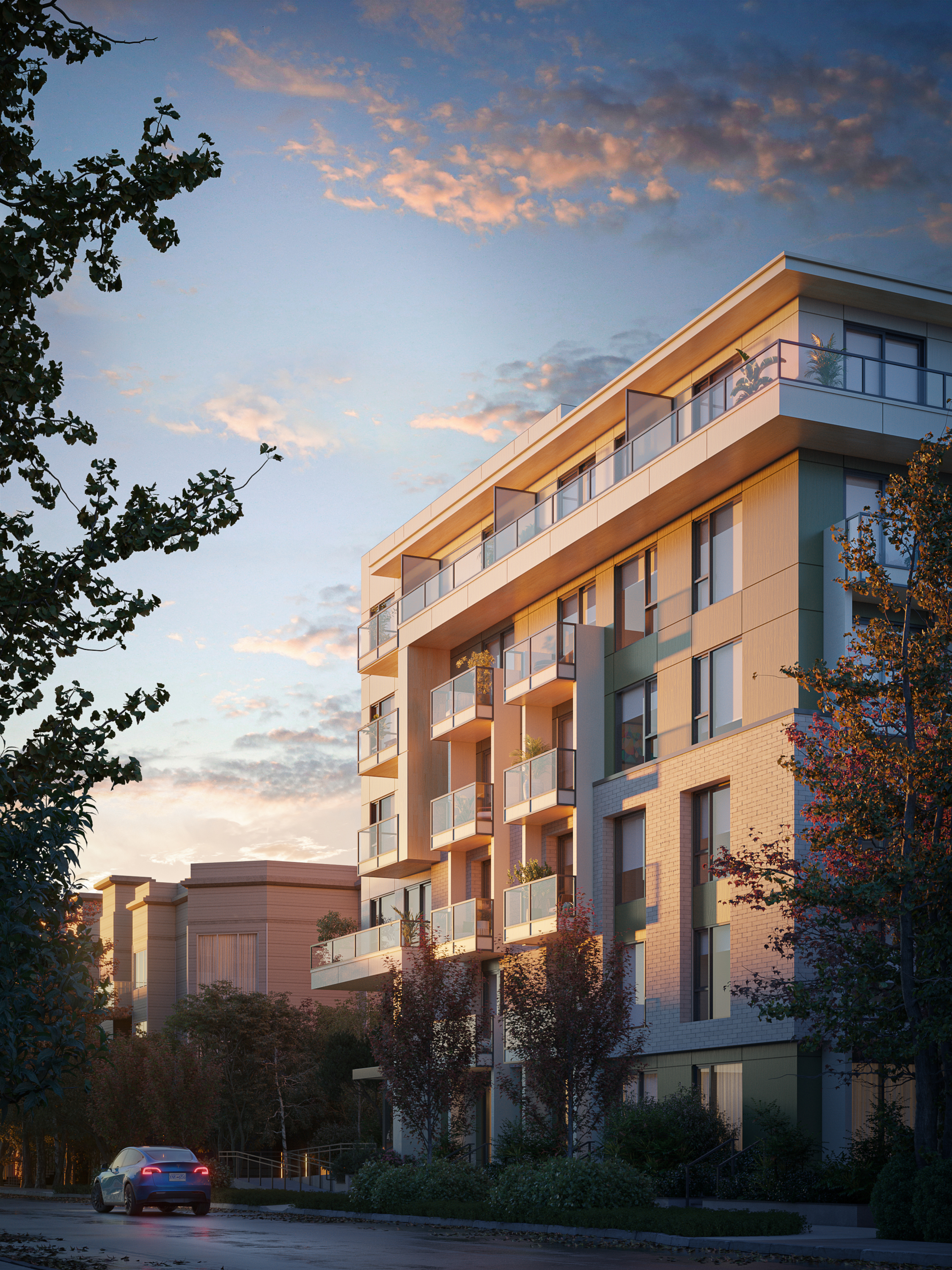 Rendered back view of the development